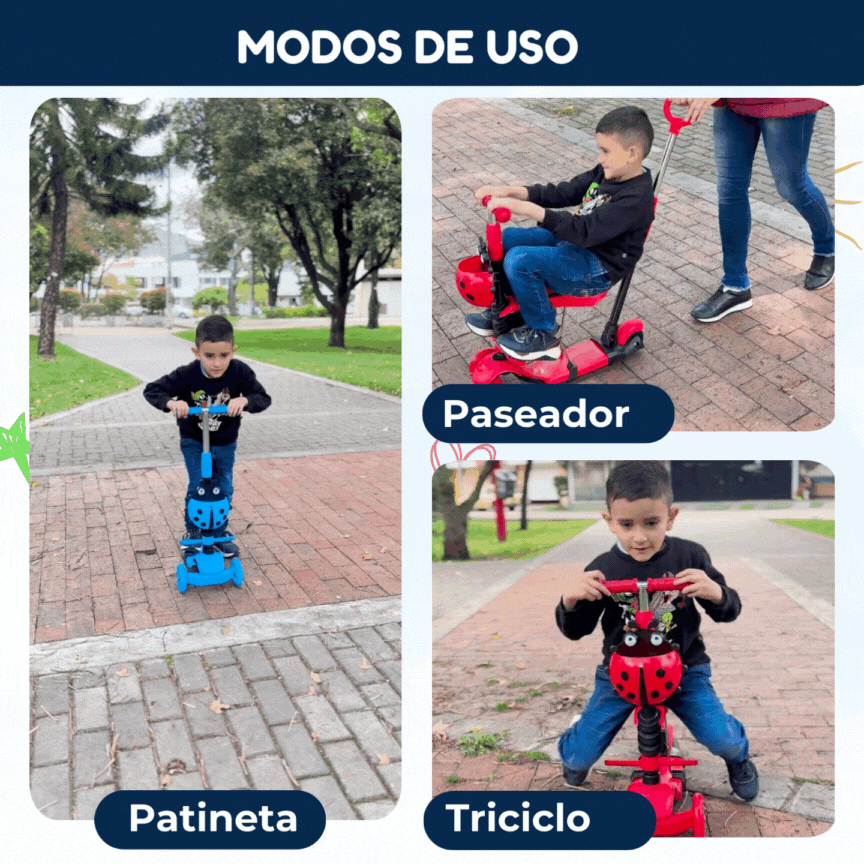 PATINETA 5 EN 1 SCOOTER LED PARA NIÑOS