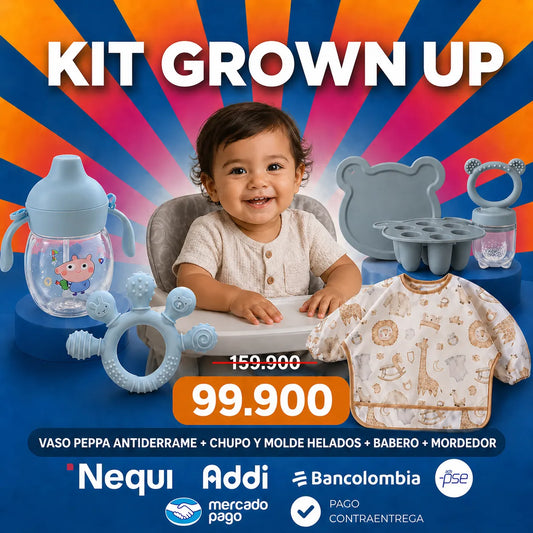 KIT GROWN UP VASO+CHUPO+MOLDE HELADOS+MORDEDOR Y BABERO