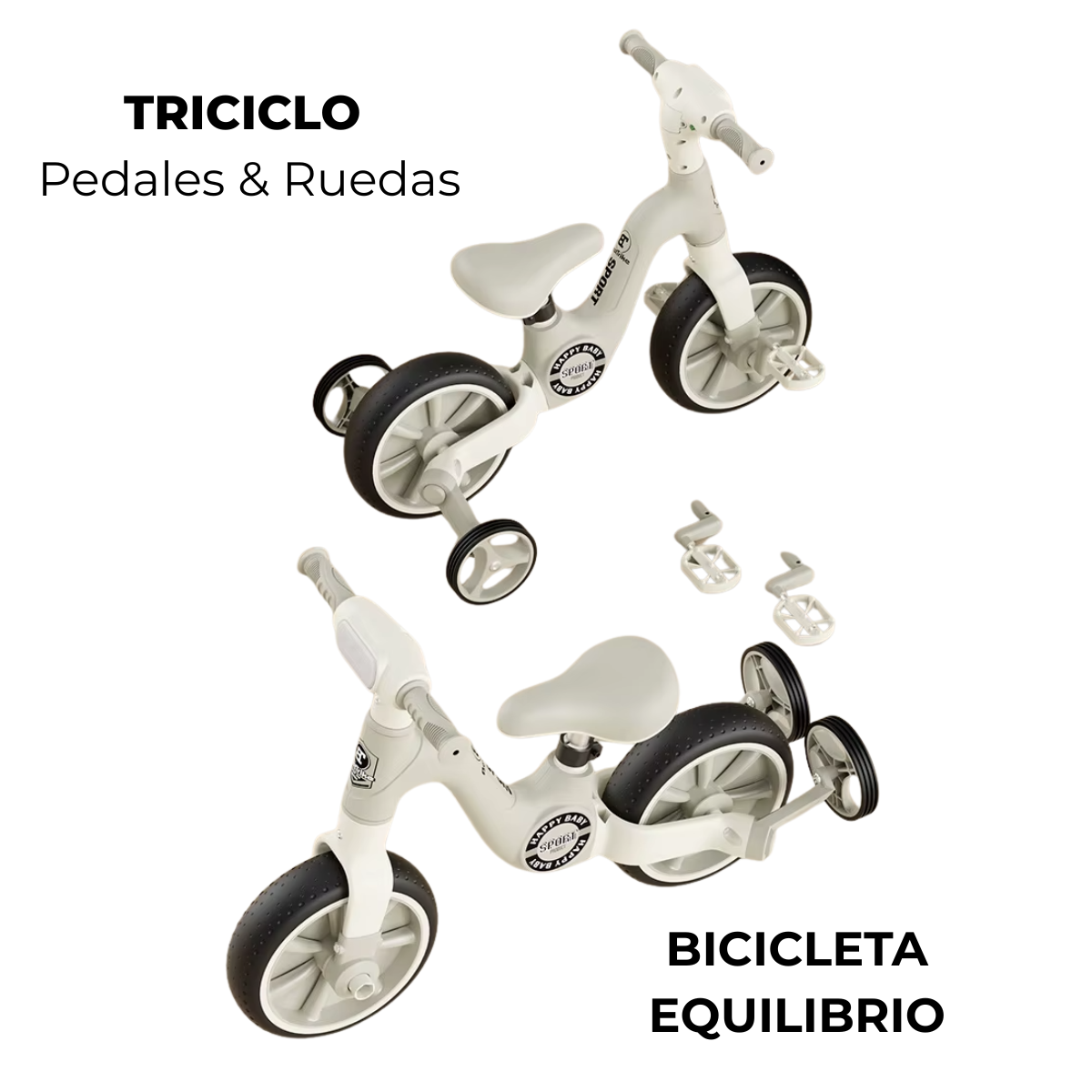 BICICLETA TRICICLO EVOLUTION ® PEDALES Y RUEDAS LUCES Y SONIDO